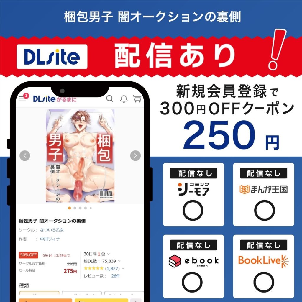 『梱包男子 闇オークションの裏側』はDLsiteで配信中!